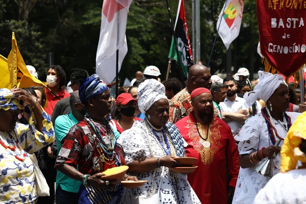 Ato em comemoração a consciência negra realizada na Avenida Paulista — Foto: MARINA UEZIMA/FUTURA PRESS/ESTADÃO CONTEÚDO