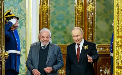 Rússia- 09/05/2025 Presidente da República, Luiz Inácio Lula da Silva, durante reunião com o Presidente da Federação da Rússia, Vladimir Putin. Grande Palácio do Kremlin, Rússia - Moscou. Foto: Ricardo Stuckert / PR