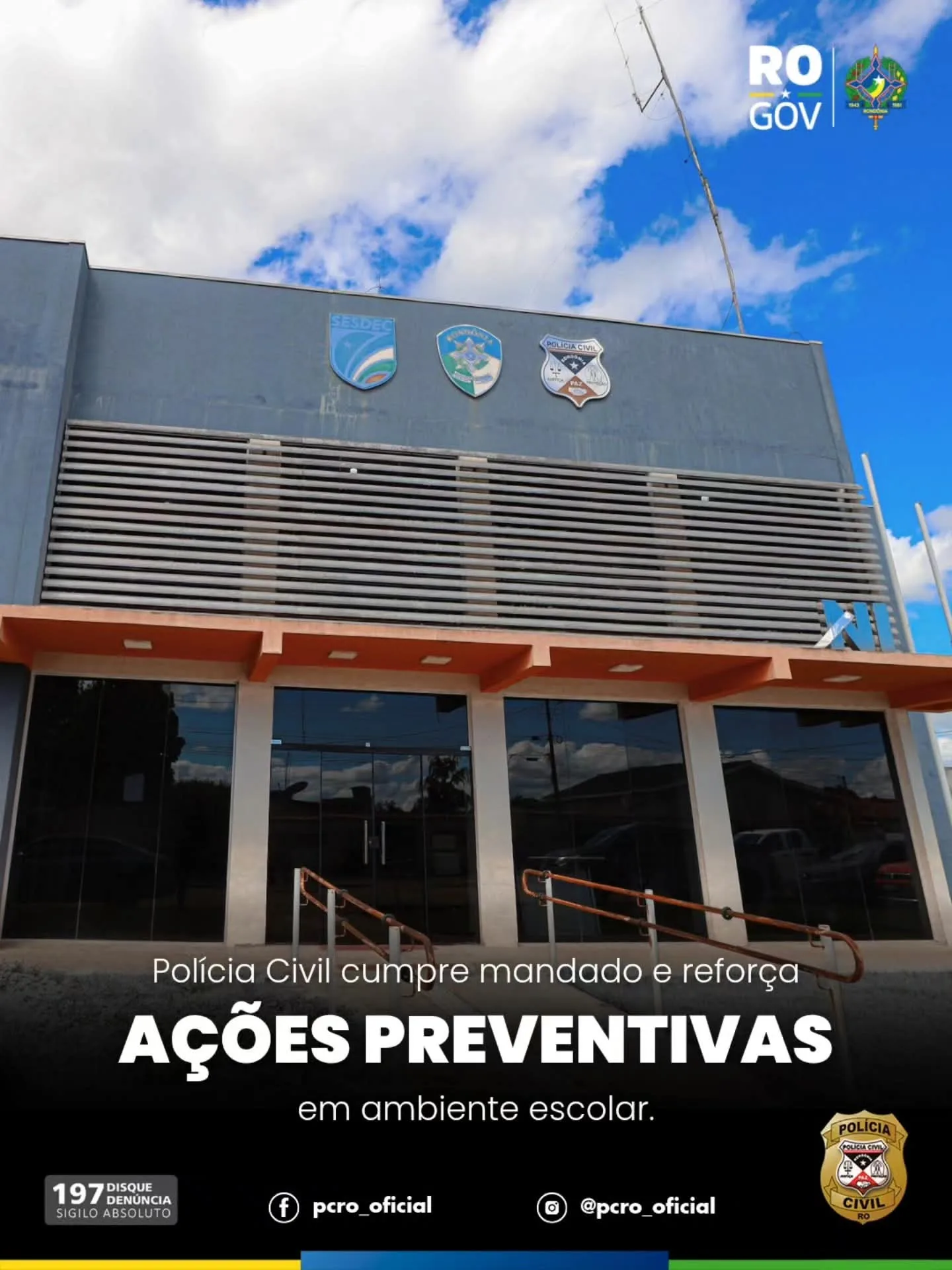 Polícia Civil de RO cumpre mandado e reforça ações preventivas em ambiente escolar