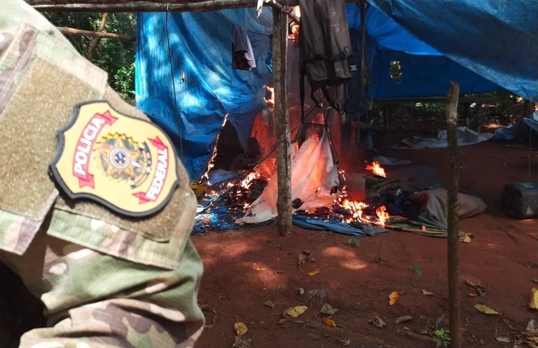 PF e forças parceiras realizam ação contra garimpo e exploração ilegal de madeira em terras indígenas de Rondônia
