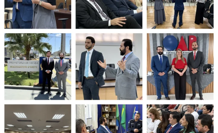 A colagem de nove fotos coloridas mostra atuação da corregedoria no interior do estado