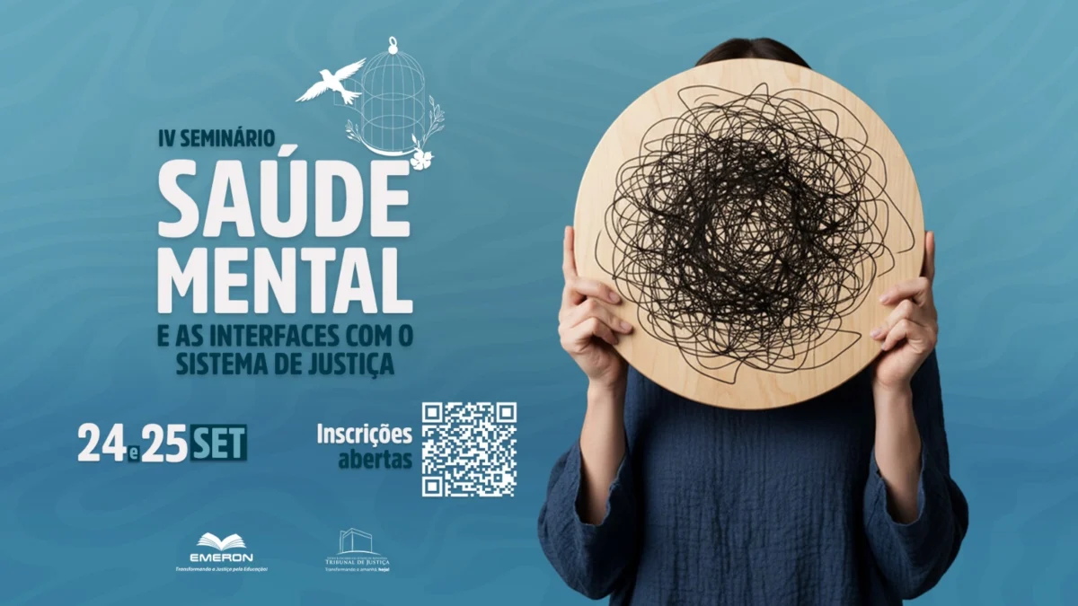 Imagem mostra pessoa cobrindo o rosto indicando confusão mental e um texto com informações do evento