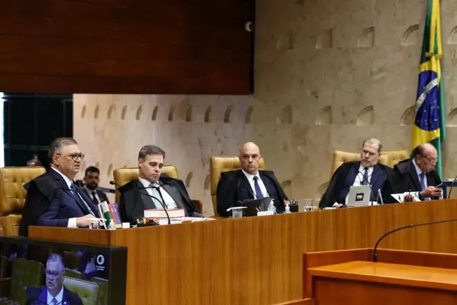 Ministros do Supremo em sessão para analisar o caso Moraes-Vorcaro