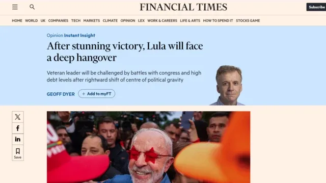 Site do Financial Times com artigo de Geoff Dyer